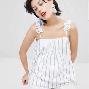 River Island Ruffle Detail Stripe Cami Top
